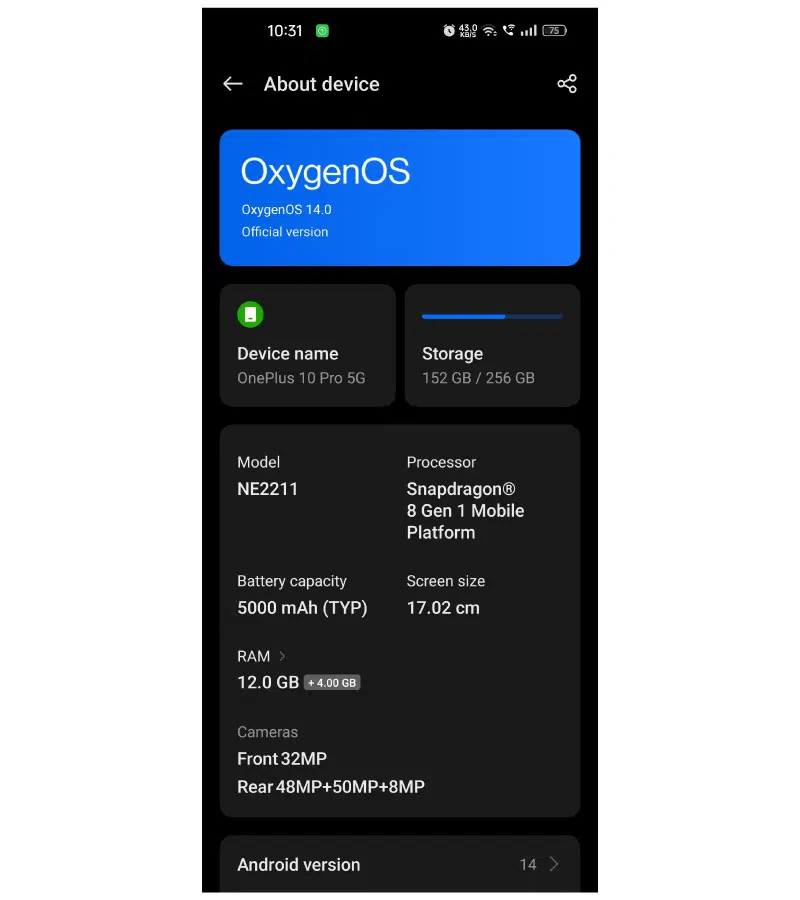 OxygenOS 14 x Android 14 stable update for OnePlus 10 Pro in India 2