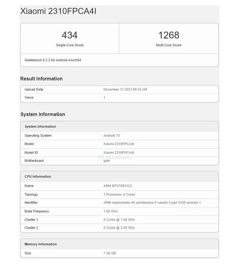 The POCO C65 Indian Variant Shows Up On GeekBench.