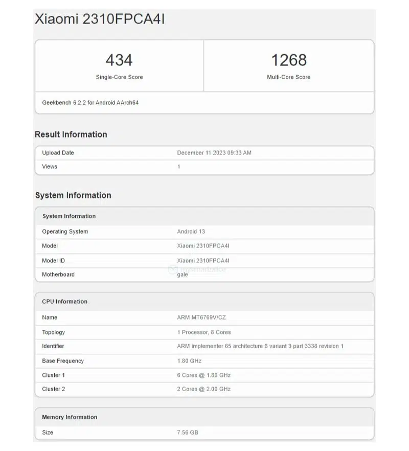 The POCO C65 Indian Variant Shows Up On GeekBench.